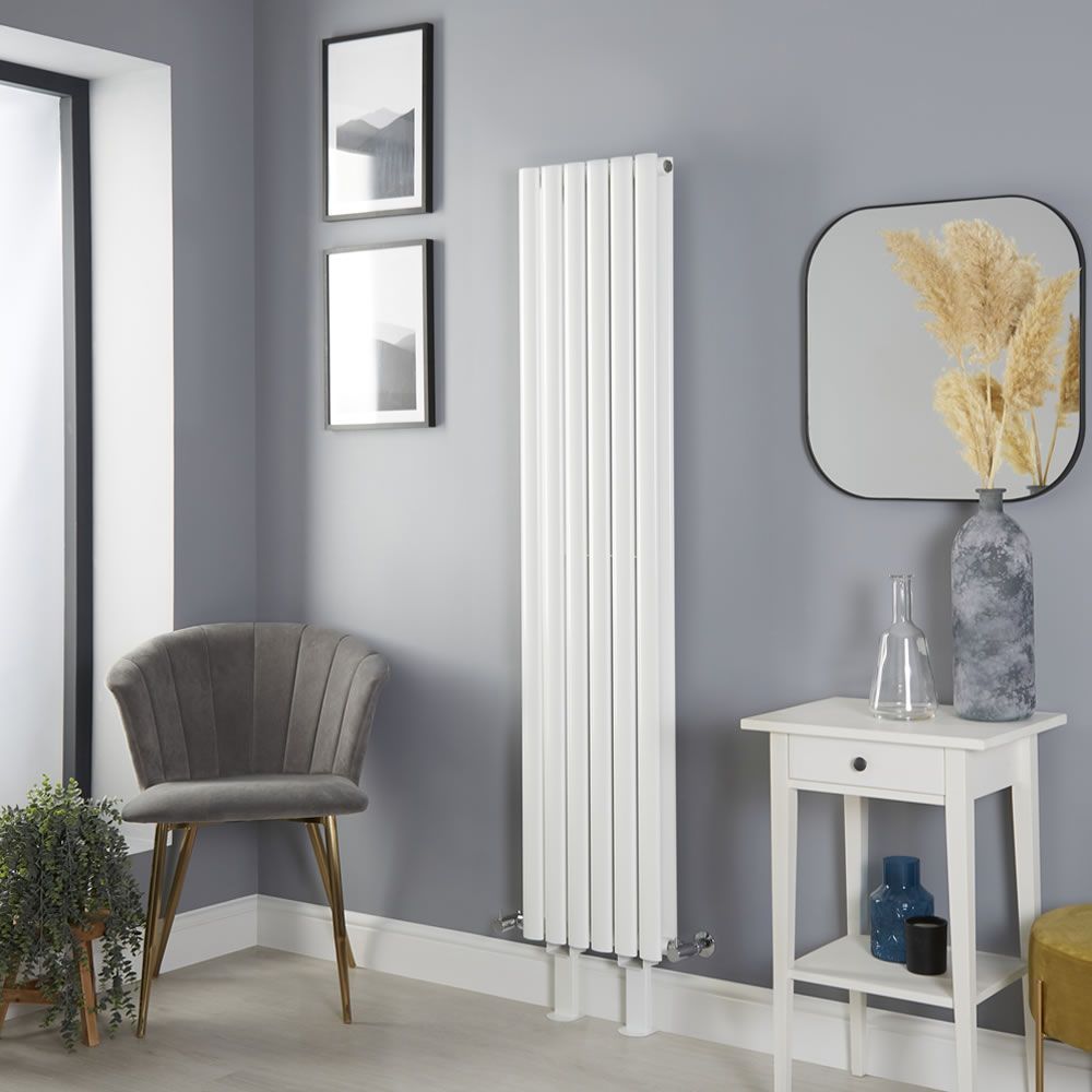 Milano Aruba - White Vertical Designer Radiator with Feet - Choice of Size