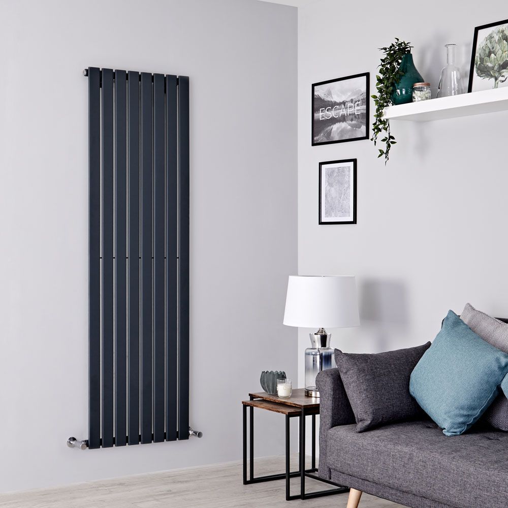 Milano Alpha - Anthracite Flat Panel Vertical Designer Radiator - 1600mm x 560mm (Single Panel)