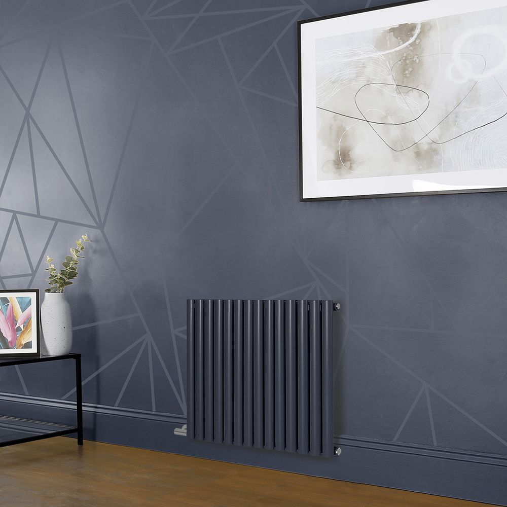 Milano Aruba Electric - Regal Blue Horizontal Designer Radiator - 635mm Tall - Choice of Size, Thermostat and Cable Cover