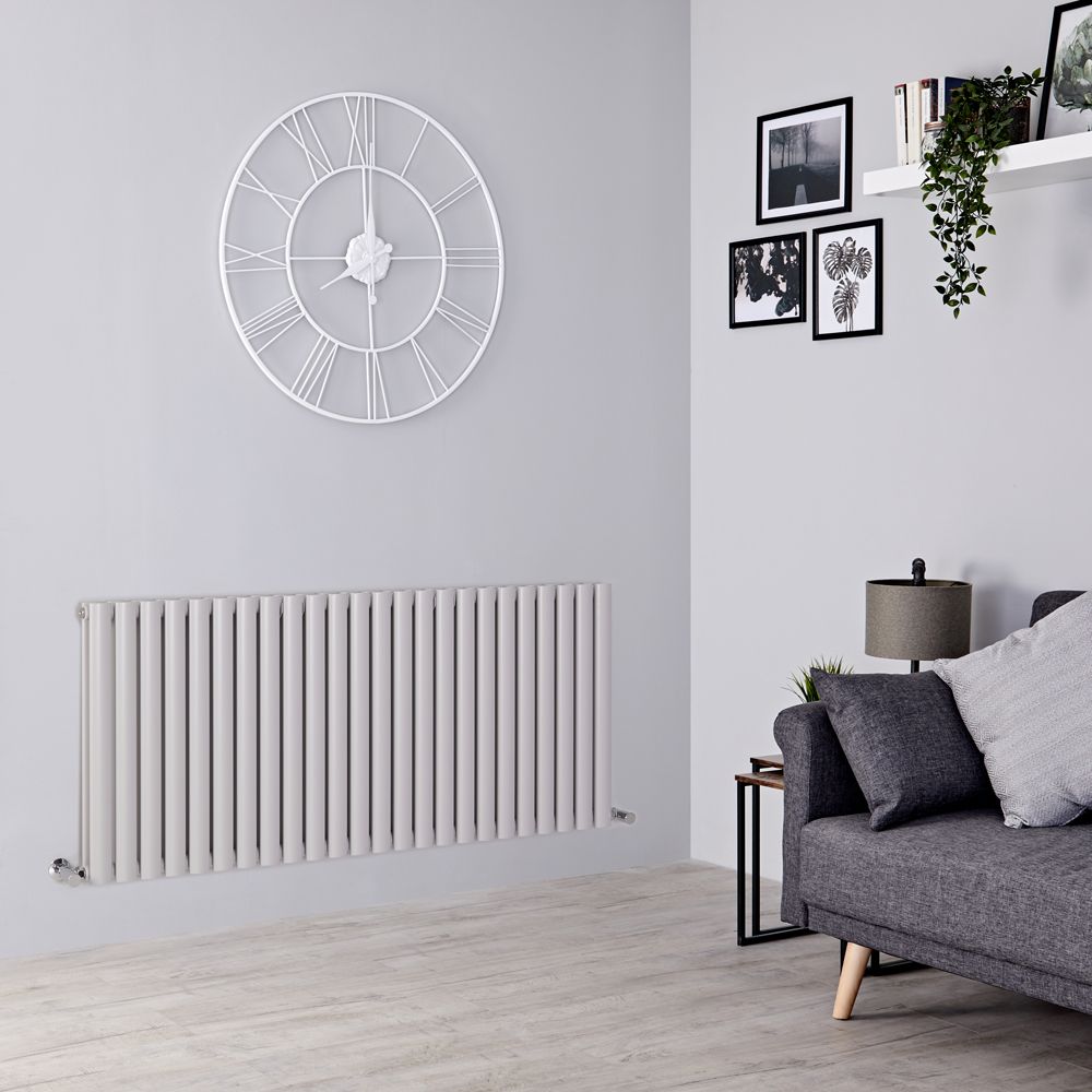 Milano Aruba - Light Grey Horizontal Designer Radiator - 635mm x 1416mm (Double Panel)