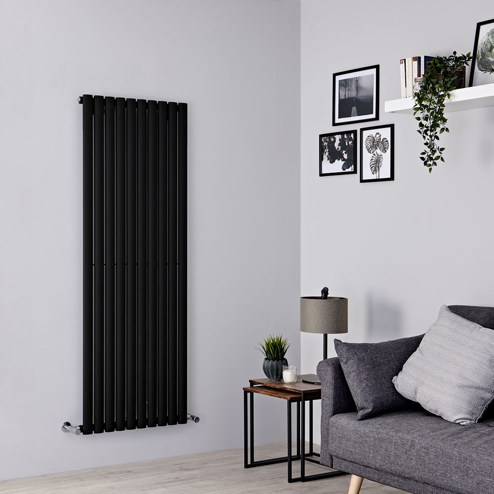 Milano Aruba - Black Vertical Designer Radiator - 1600mm x 590mm (Single Panel)