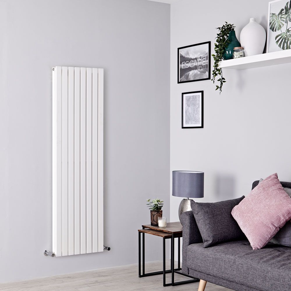 Milano Capri - White Flat Panel Vertical Designer Radiator - 1600mm x 472mm (Double Panel)