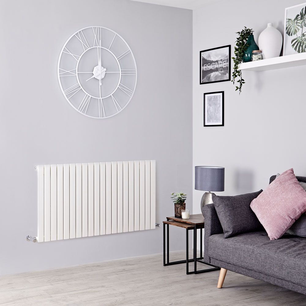 Milano Capri - White Flat Panel Horizontal Designer Radiator - 635mm x 1180mm (Single Panel)