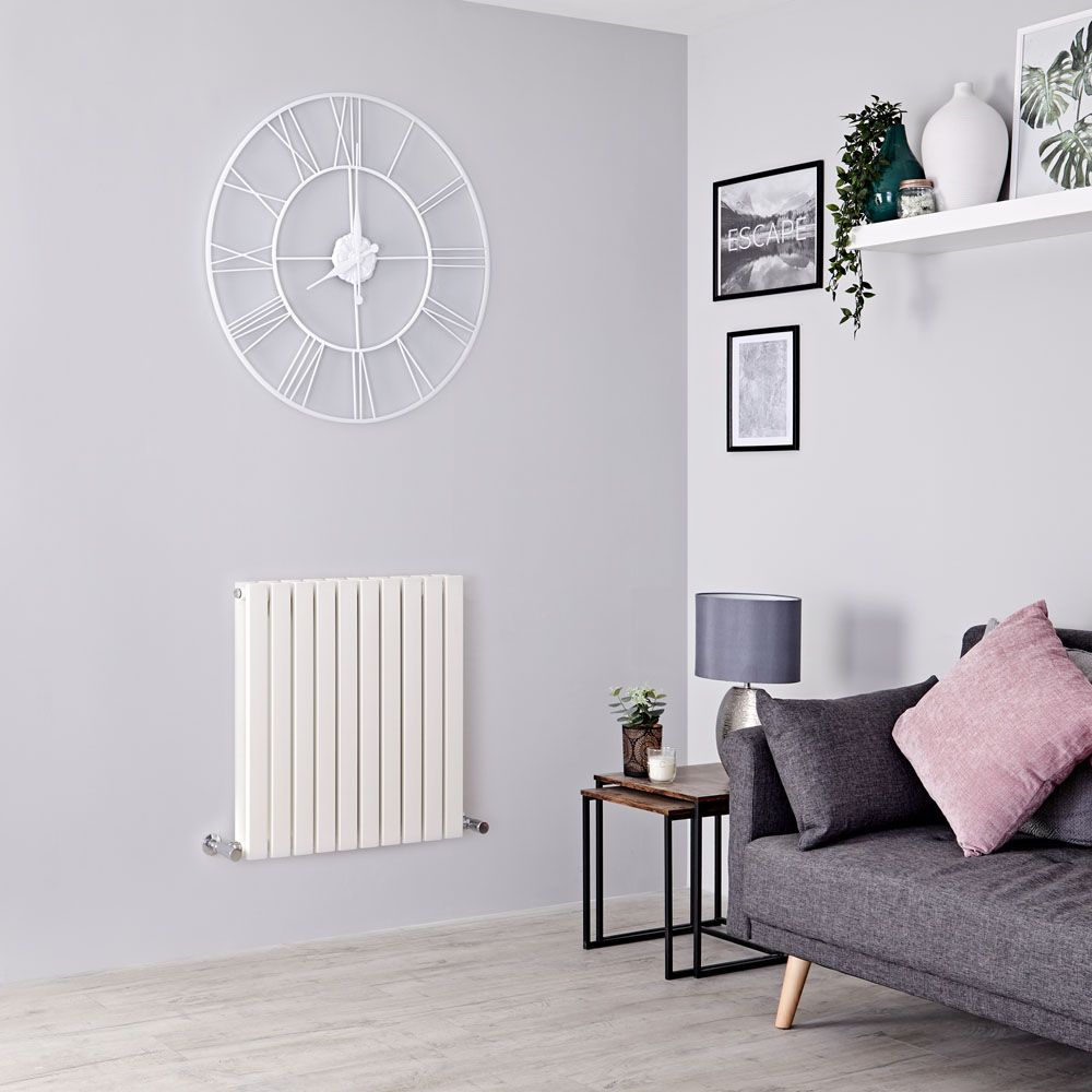 Milano Capri - White Flat Panel Horizontal Designer Radiator - 635mm x 590mm (Double Panel)
