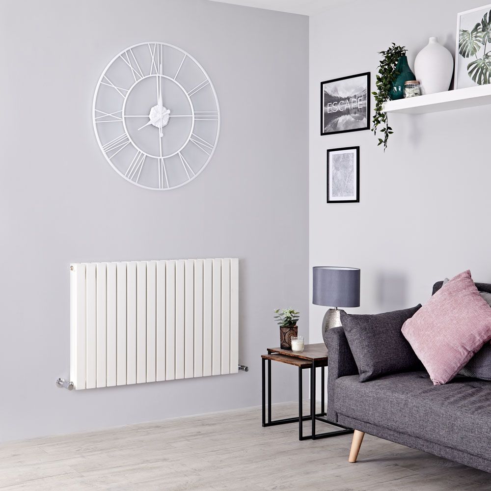 Milano Capri - White Flat Panel Horizontal Designer Radiator - 635mm x 1000mm (Double Panel)