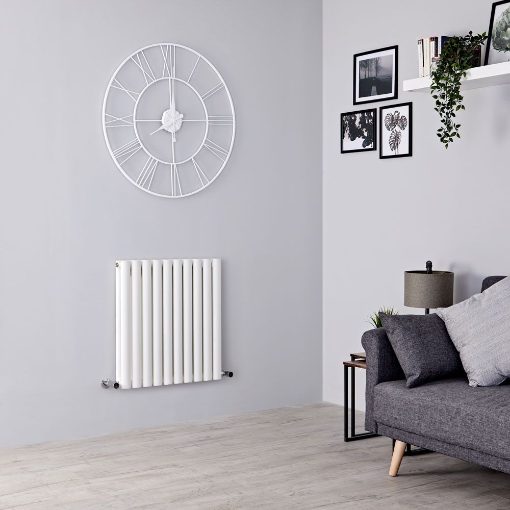 Milano Aruba - White Horizontal Designer Radiator - 635mm x 590mm (Double Panel)