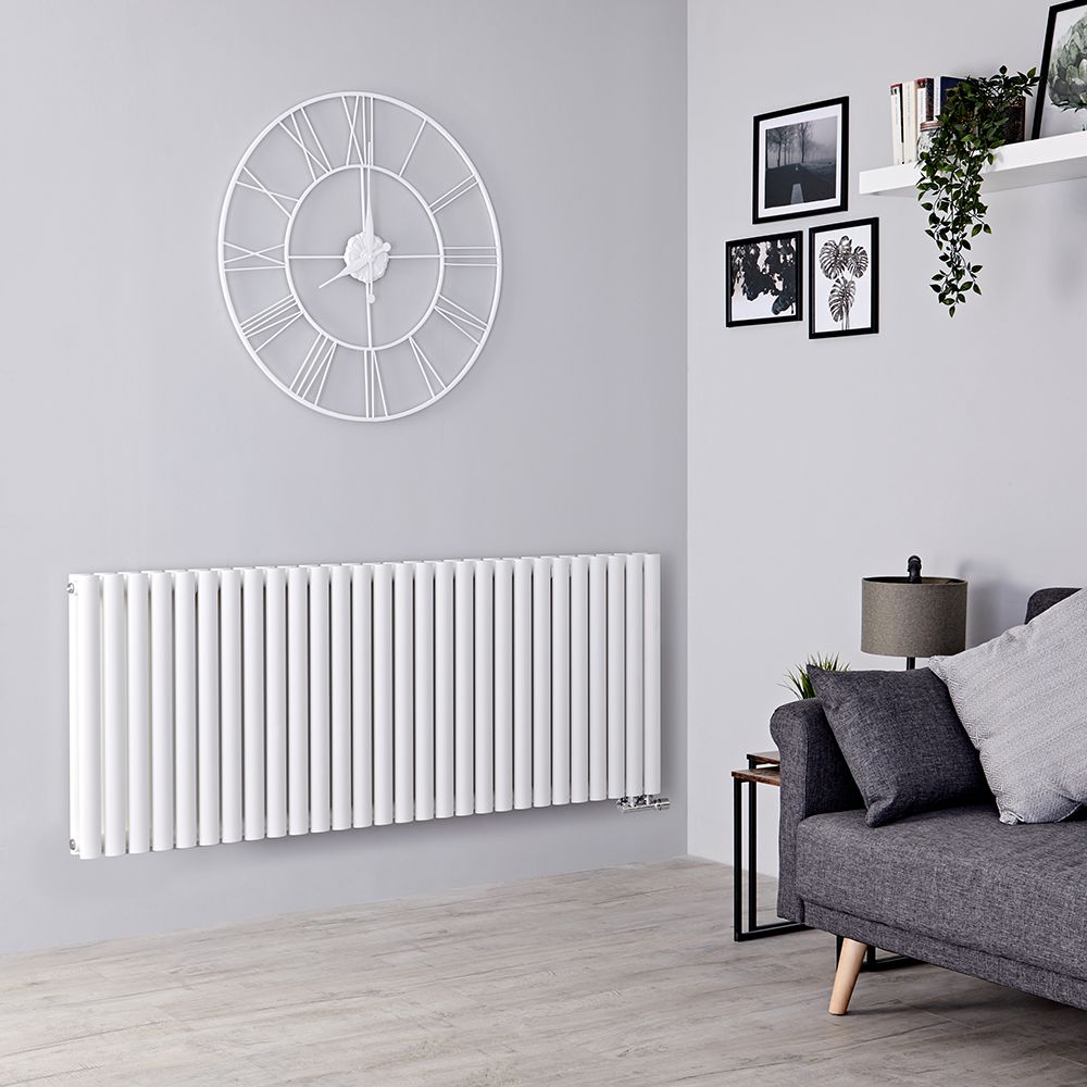 Milano Aruba Flow - White Horizontal Side Connection Designer Radiator - 635mm x 1652mm (Double Panel)