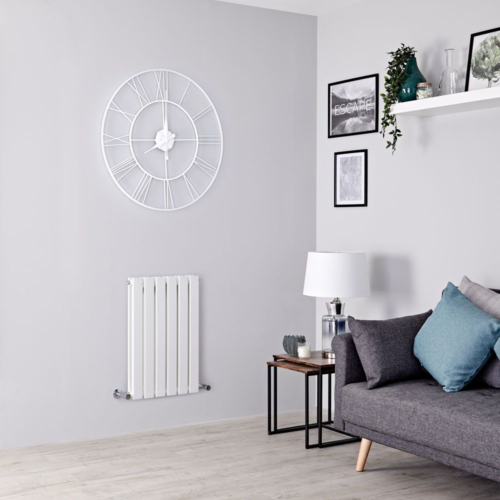Milano Alpha - White Flat Panel Horizontal Designer Radiator - 635mm x 420mm (Double Panel)