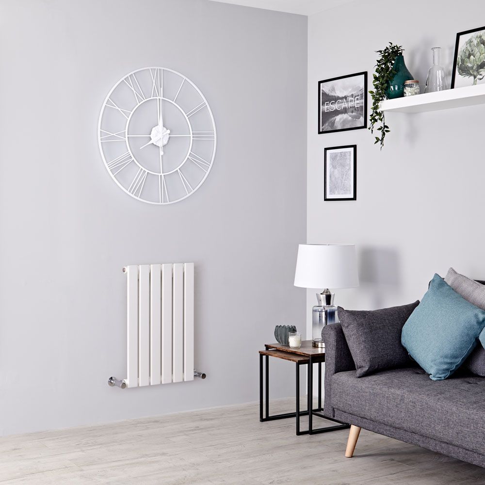 Milano Alpha - White Flat Panel Horizontal Designer Radiator - 635mm x 420mm (Single Panel)