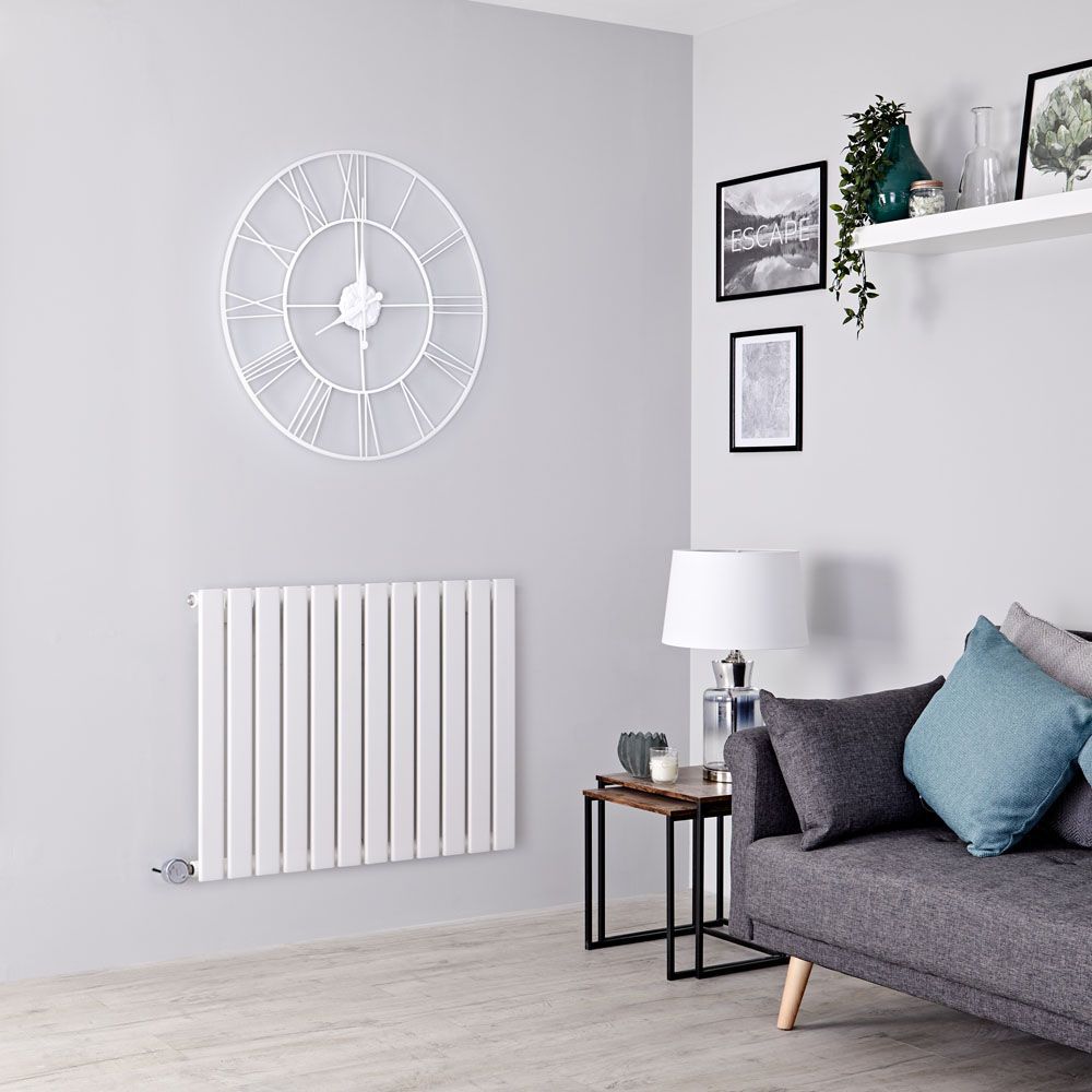 Milano Alpha Electric - White Horizontal Flat Panel Designer Radiator - 635mm x 840mm (Single Panel)