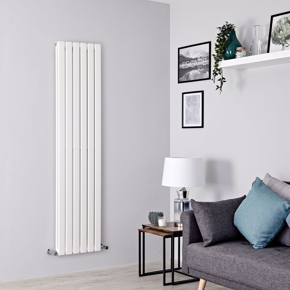 Milano Alpha - White Flat Panel Vertical Designer Radiator - 1600mm x 420mm (Double Panel)
