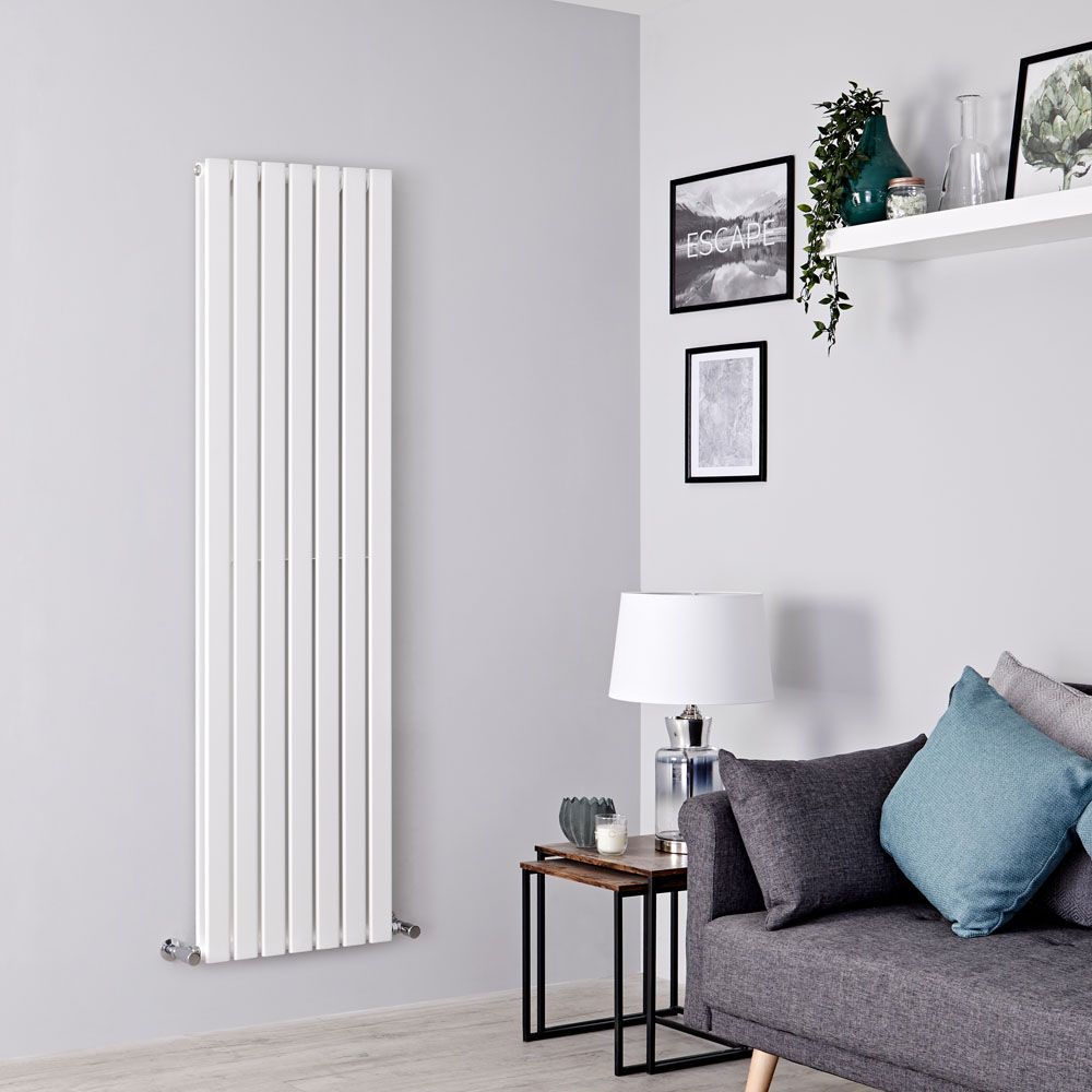Milano Alpha - White Flat Panel Vertical Designer Radiator - 1600mm x 490mm (Double Panel)