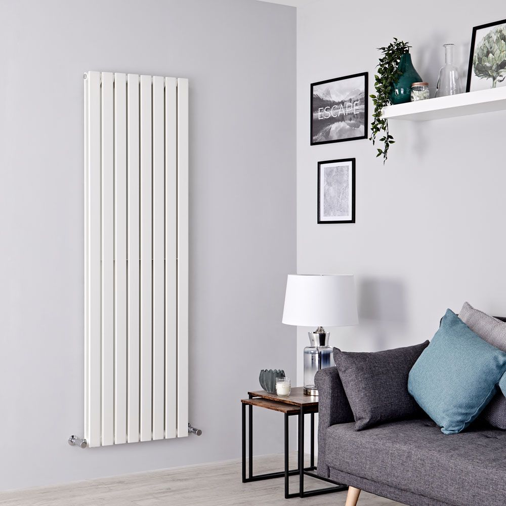 Milano Alpha - White Flat Panel Vertical Designer Radiator - 1600mm x 560mm (Double Panel)