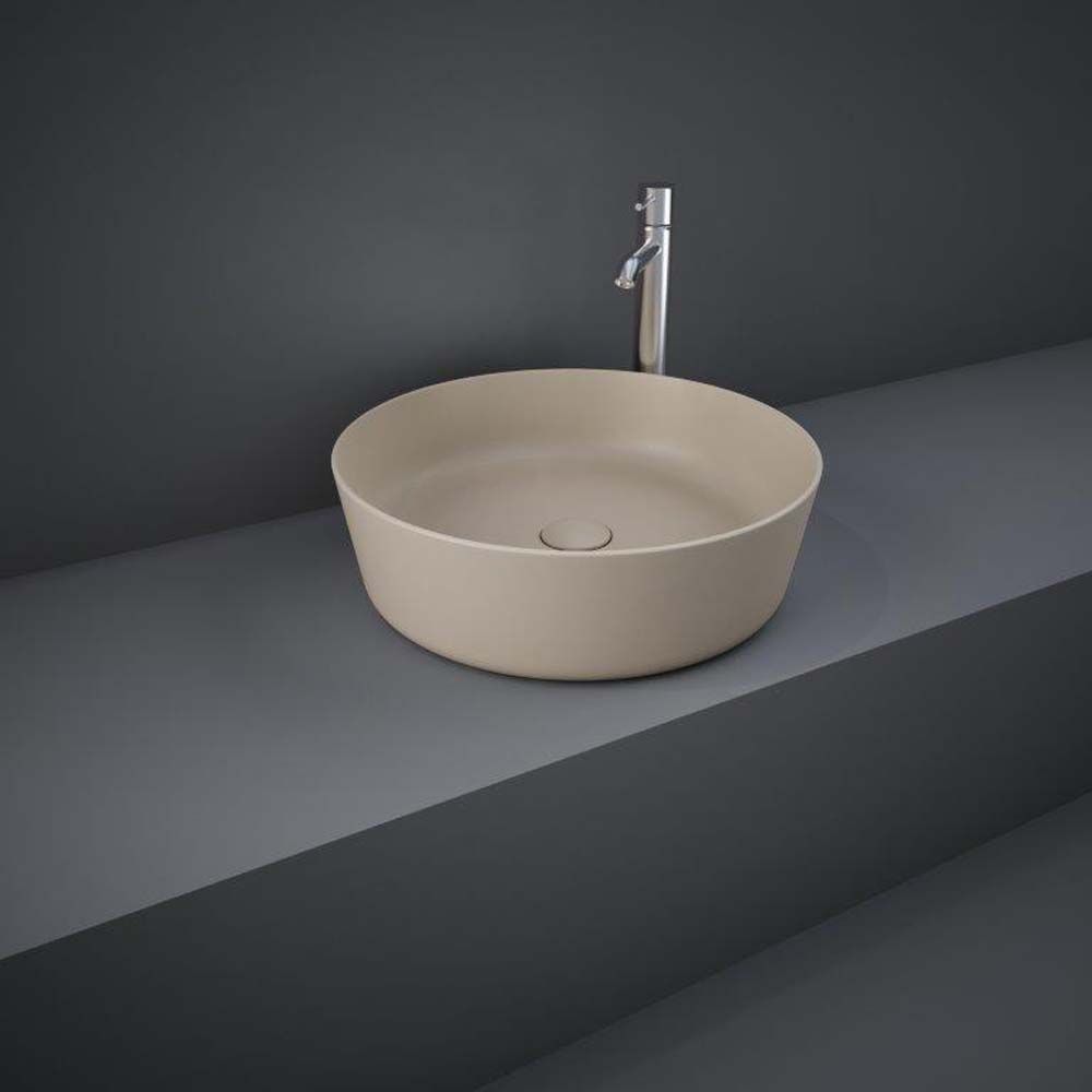 RAK Feeling - Matt Cappuccino Modern Round Countertop Basin - 420mm (No Tap-Holes)