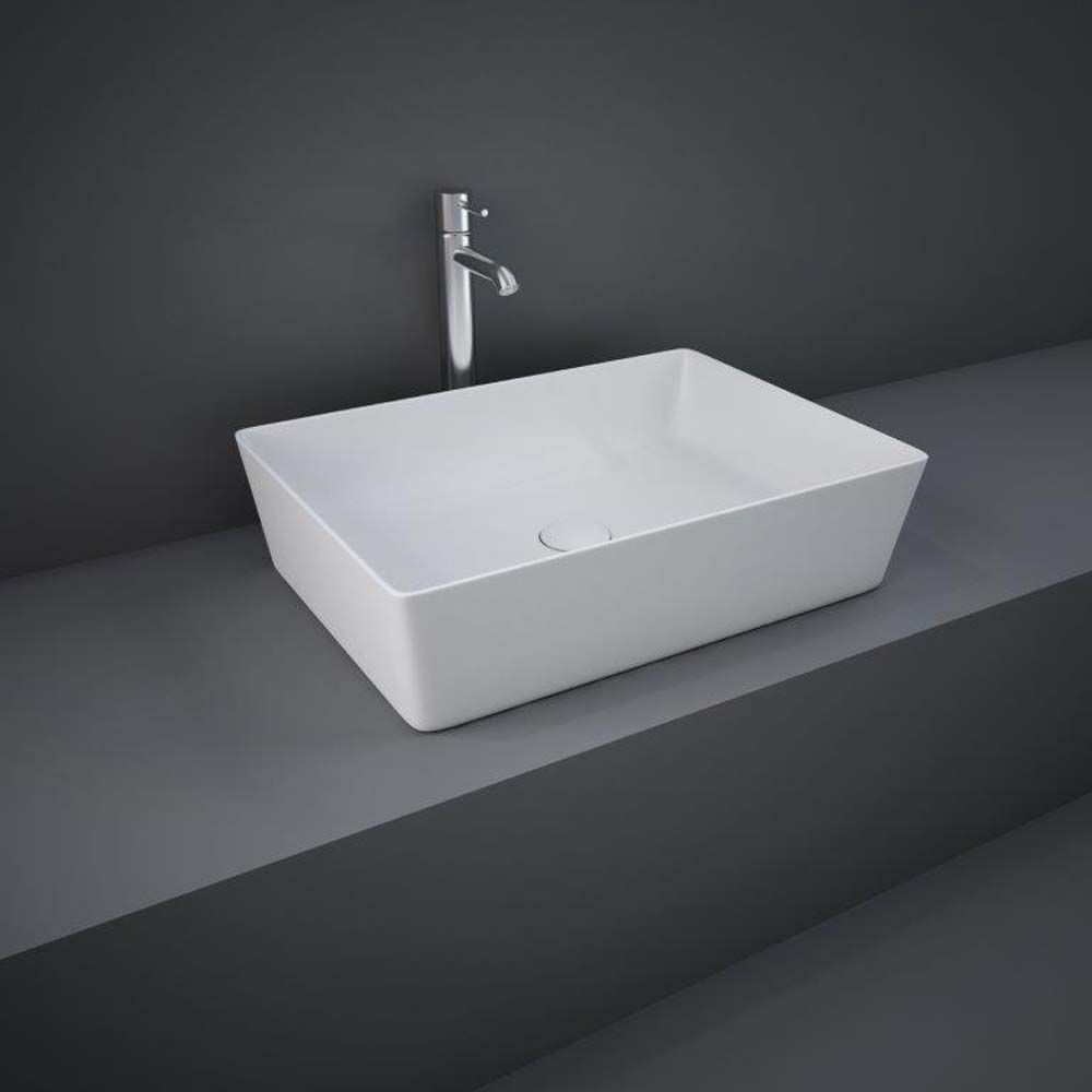RAK Feeling - Matt White Modern Rectangular Countertop Basin - 500mm x 360mm (No Tap-Holes)