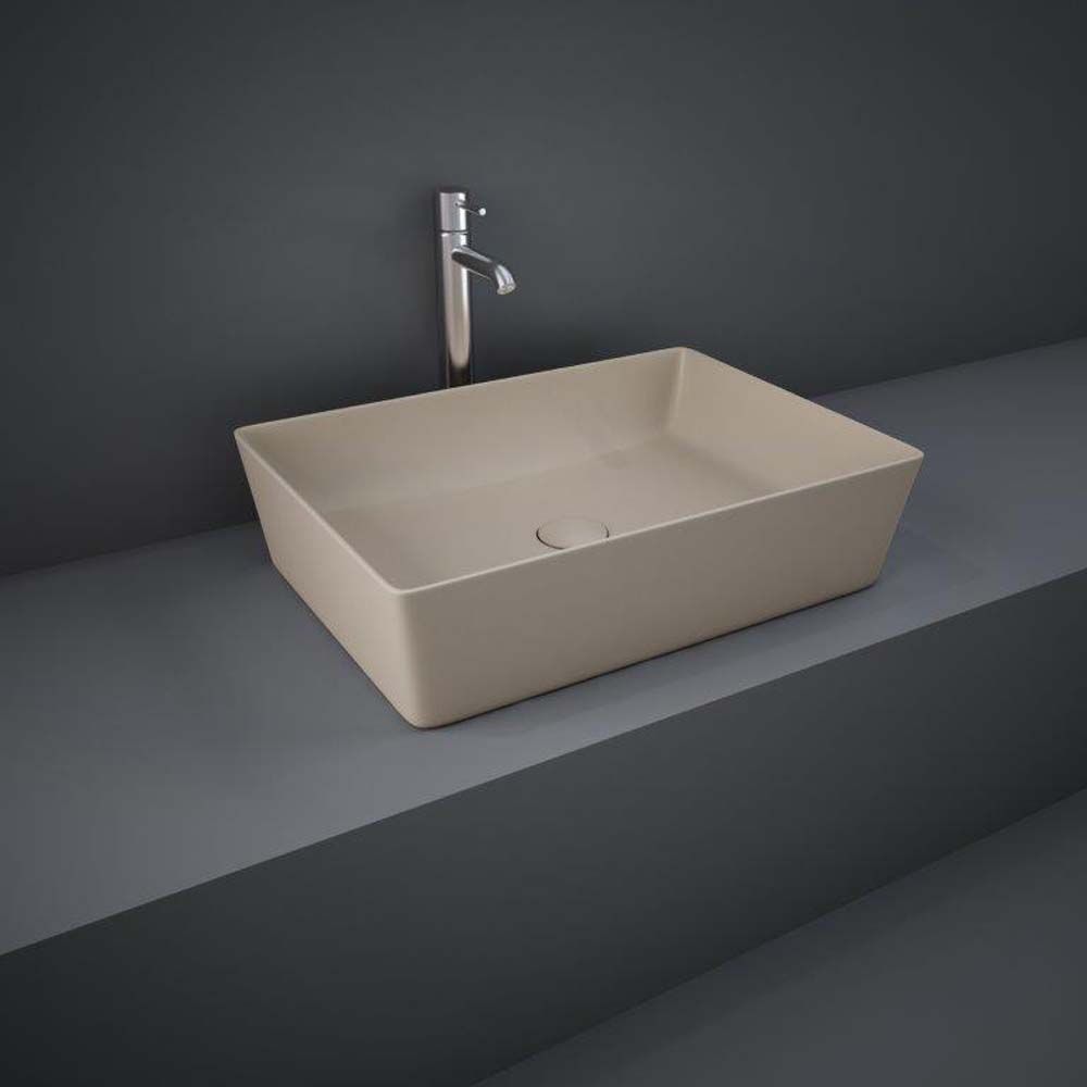 RAK Feeling - Matt Cappuccino Modern Rectangular Countertop Basin - 500mm x 360mm (No Tap-Holes)
