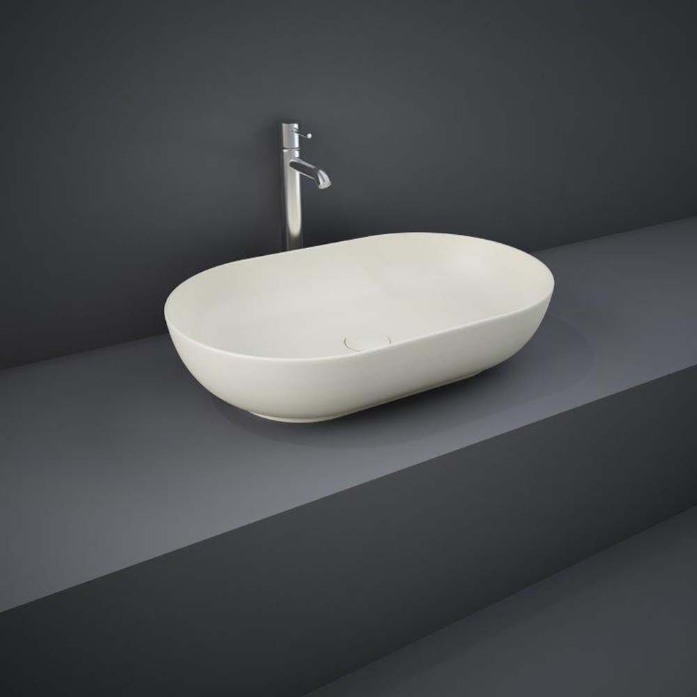 RAK Feeling - Matt Greige Modern Oval Countertop Basin - 550mm x 350mm (No Tap-Holes)