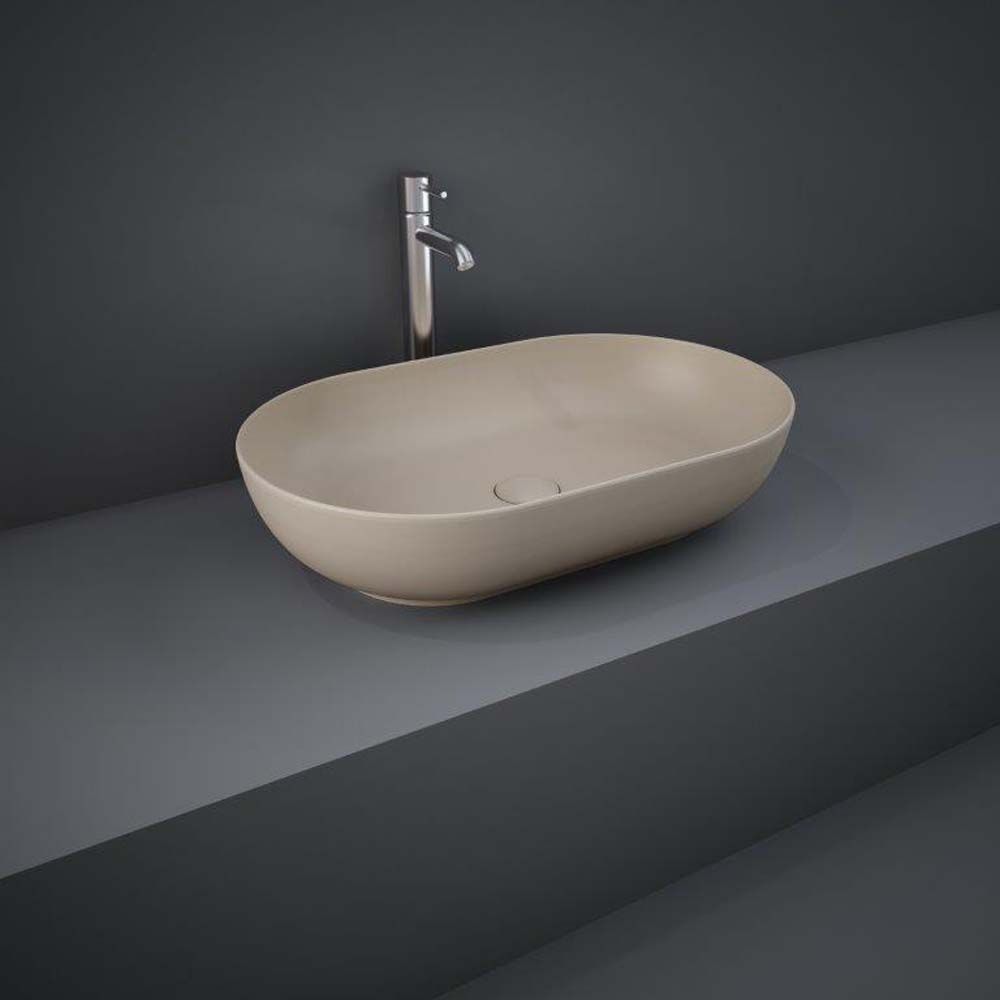 RAK Feeling - Matt Cappuccino Modern Oval Countertop Basin - 550mm x 350mm (No Tap-Holes)
