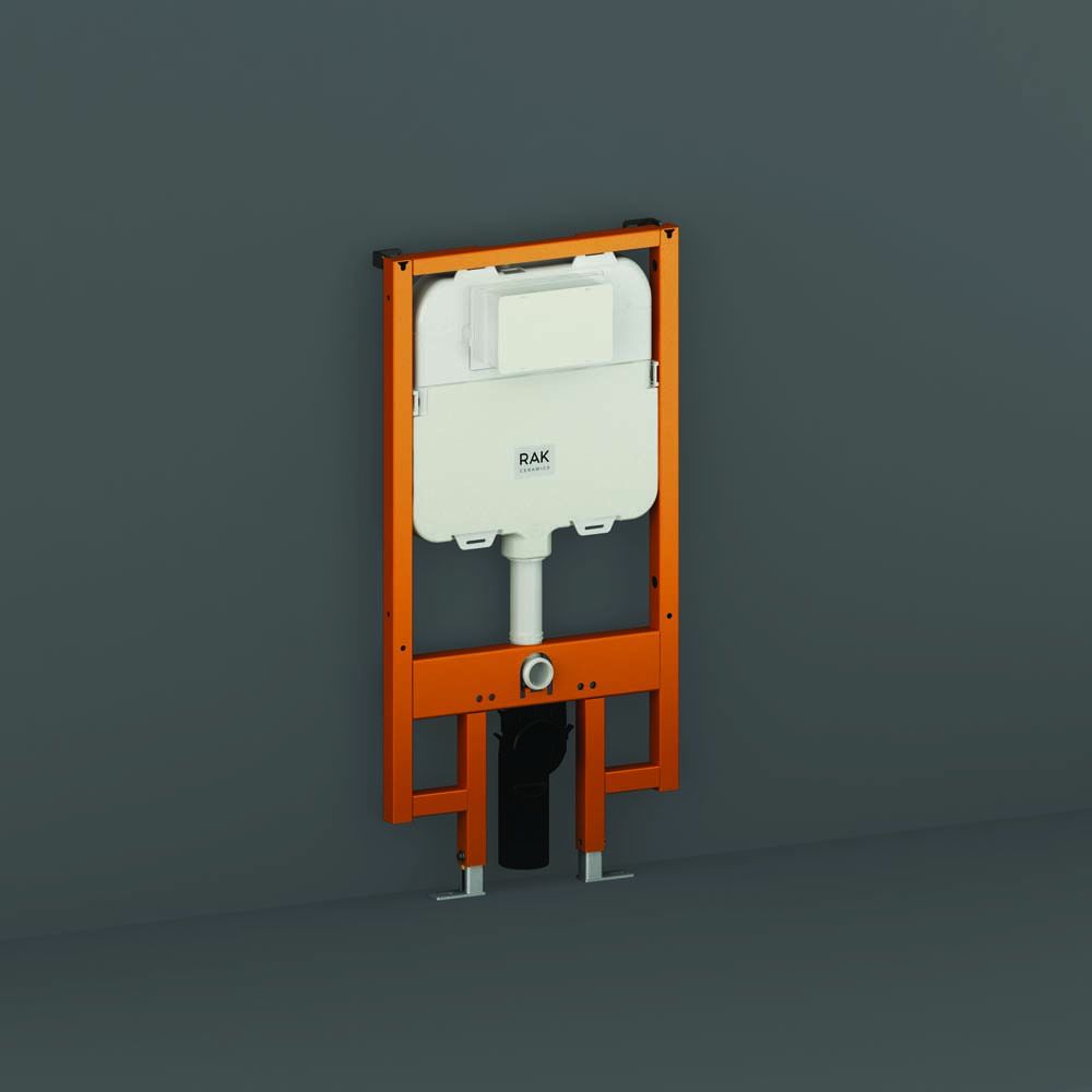 RAK Ecofix - 80mm Slimline Front Flush Regular Concealed Cistern with Tall Metal Frame for Wall Hung Toilets - Choice of Flush Plates