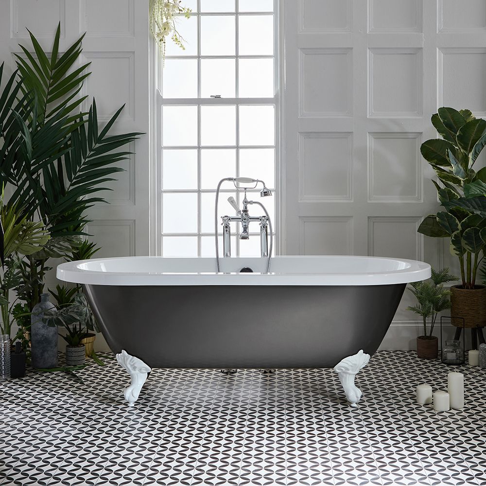 Milano Legend - Traditional Roll Top Freestanding Bath - 1780mm x 825mm - Choice of Metallic Colours and Feet Finish