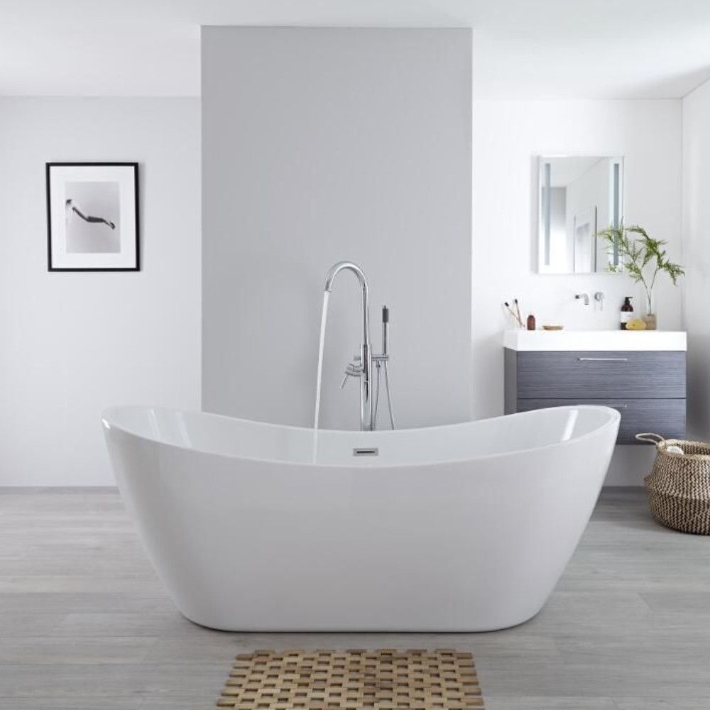 Milano Overton - White Modern Oval Double-Ended Freestanding Bath ...