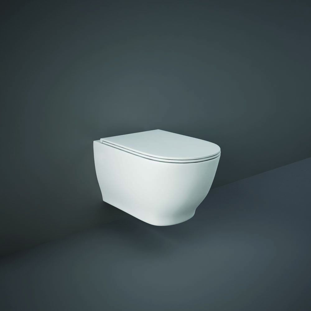 RAK Moon - Gloss White Modern Rimless Wall Hung Toilet with Soft Close Seat
