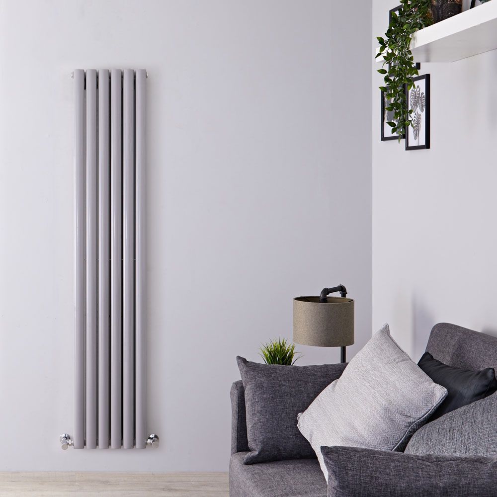Milano Aruba - Silver Vertical Designer Radiator (Double Panel) - Choice of Height