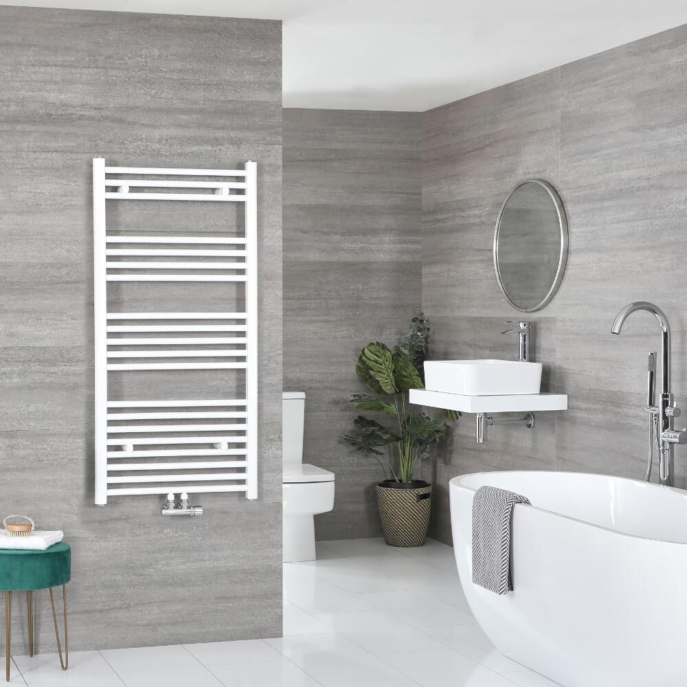Milano Neva - White Central Connection Heated Towel Rail - Choice of Size