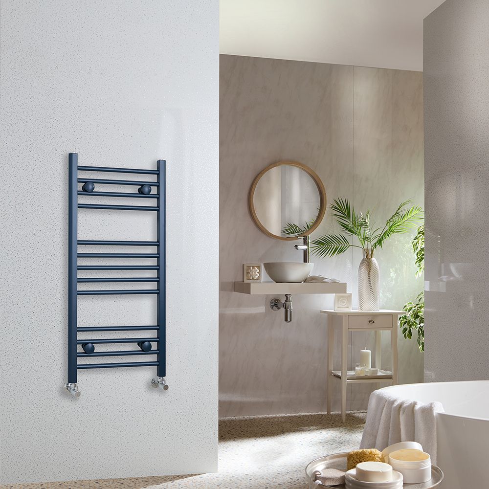 Milano Ive - Regal Blue Straight Heated Towel Rail - Choice of Size