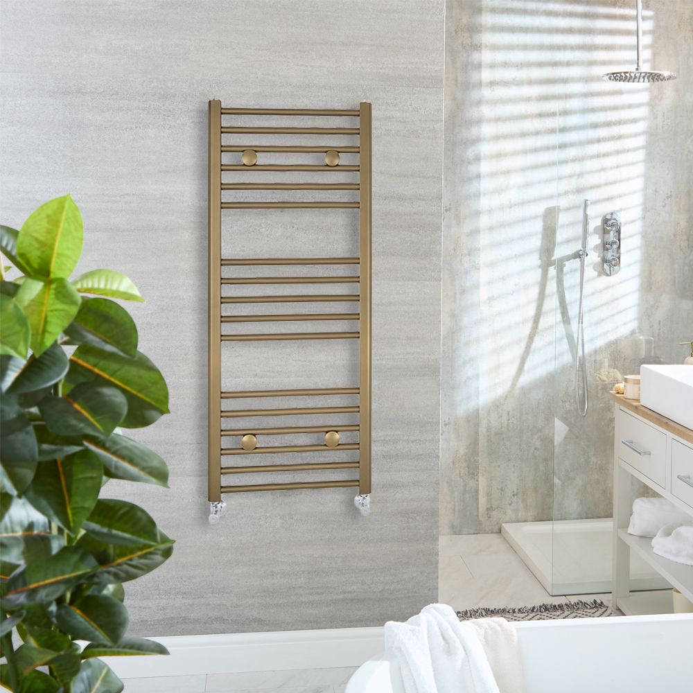 Milano Ive - Metallic Bronze Straight Heated Towel Rail - Choice of Size