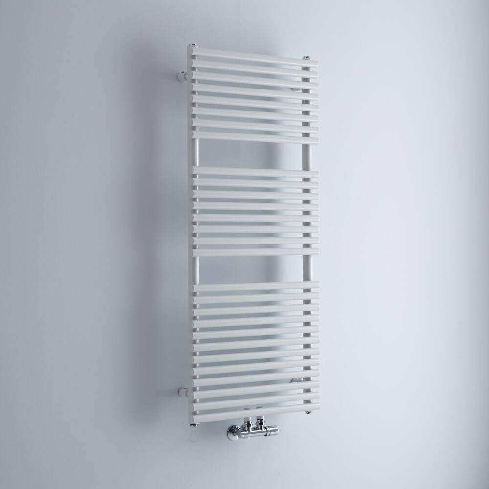 Milano Via - White Central Connection Bar on Bar Heated Towel Rail - Choice of Size