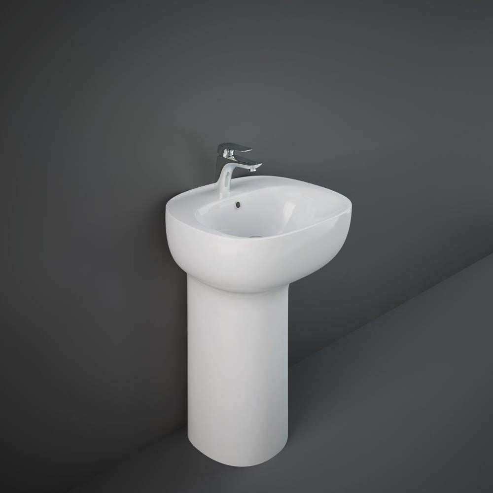 RAK Illusion - Gloss White Modern Freestanding Basin - 540mm x 440mm (1 Tap-Hole)