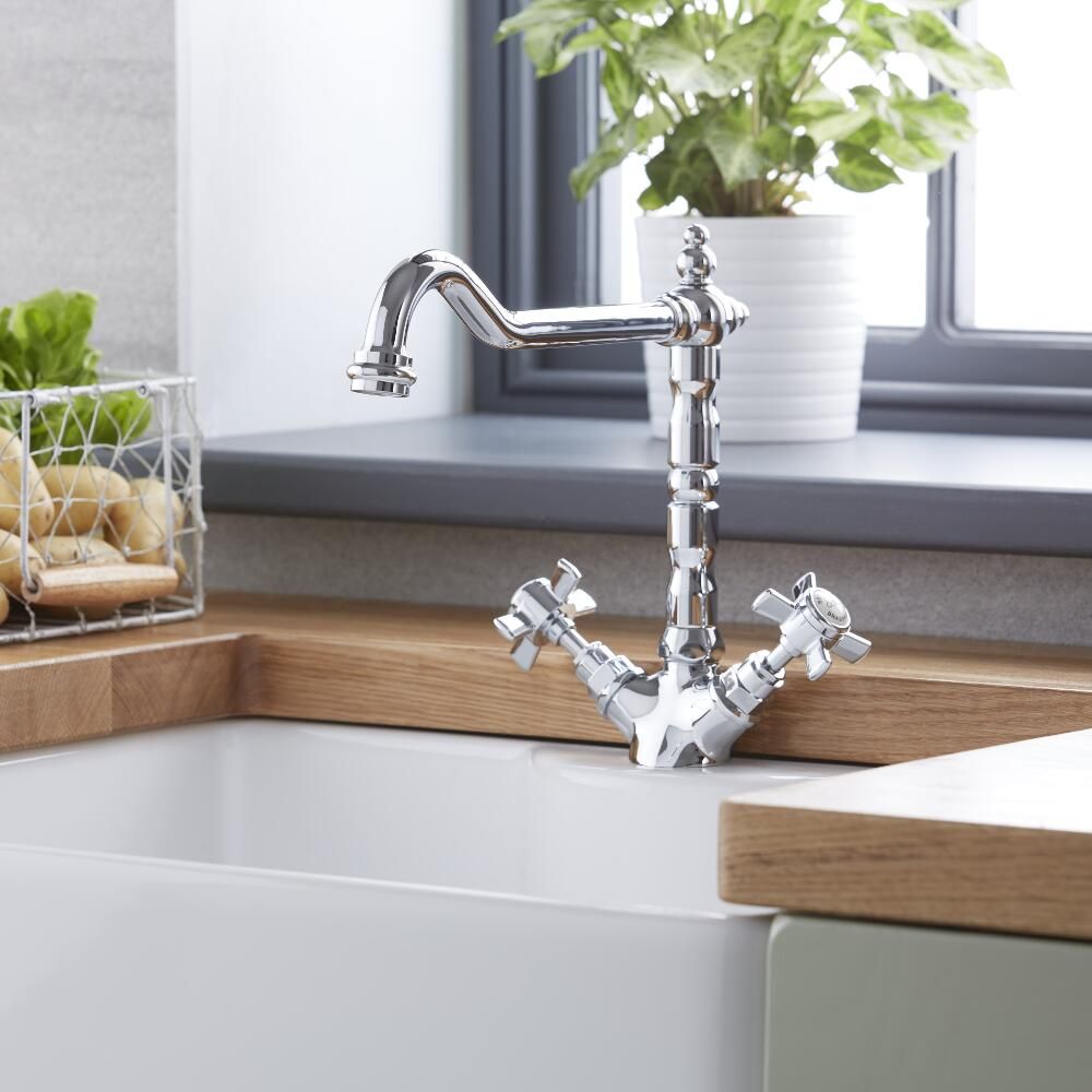 Milano Elizabeth - Traditional French Classic Kitchen Sink Mixer Tap - Chrome
