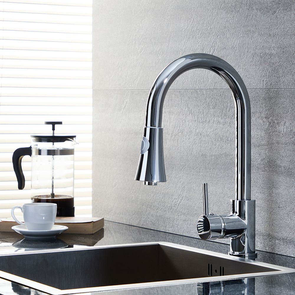 Milano Mirage - Modern Pull Out Spray Kitchen Mixer Tap - Chrome