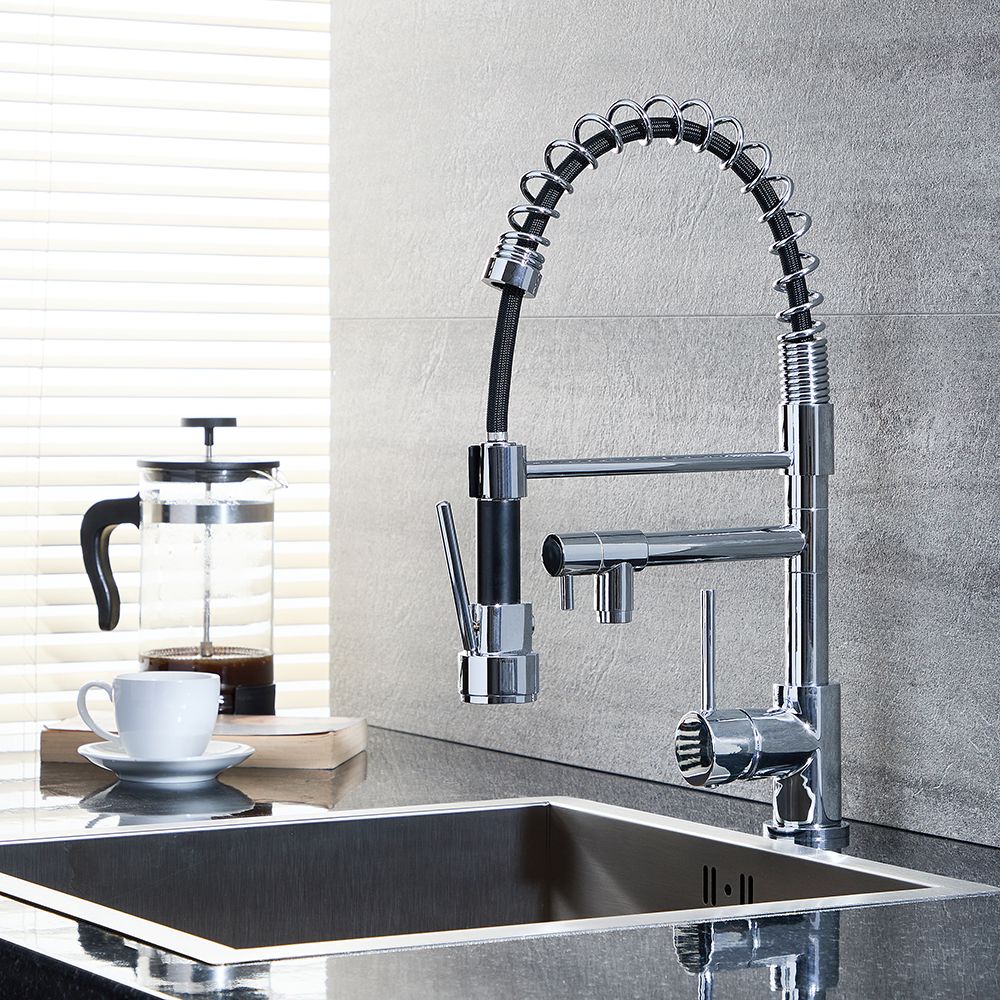 Milano Mirage - Modern Pull Down Spray Kitchen Mixer Tap - Chrome