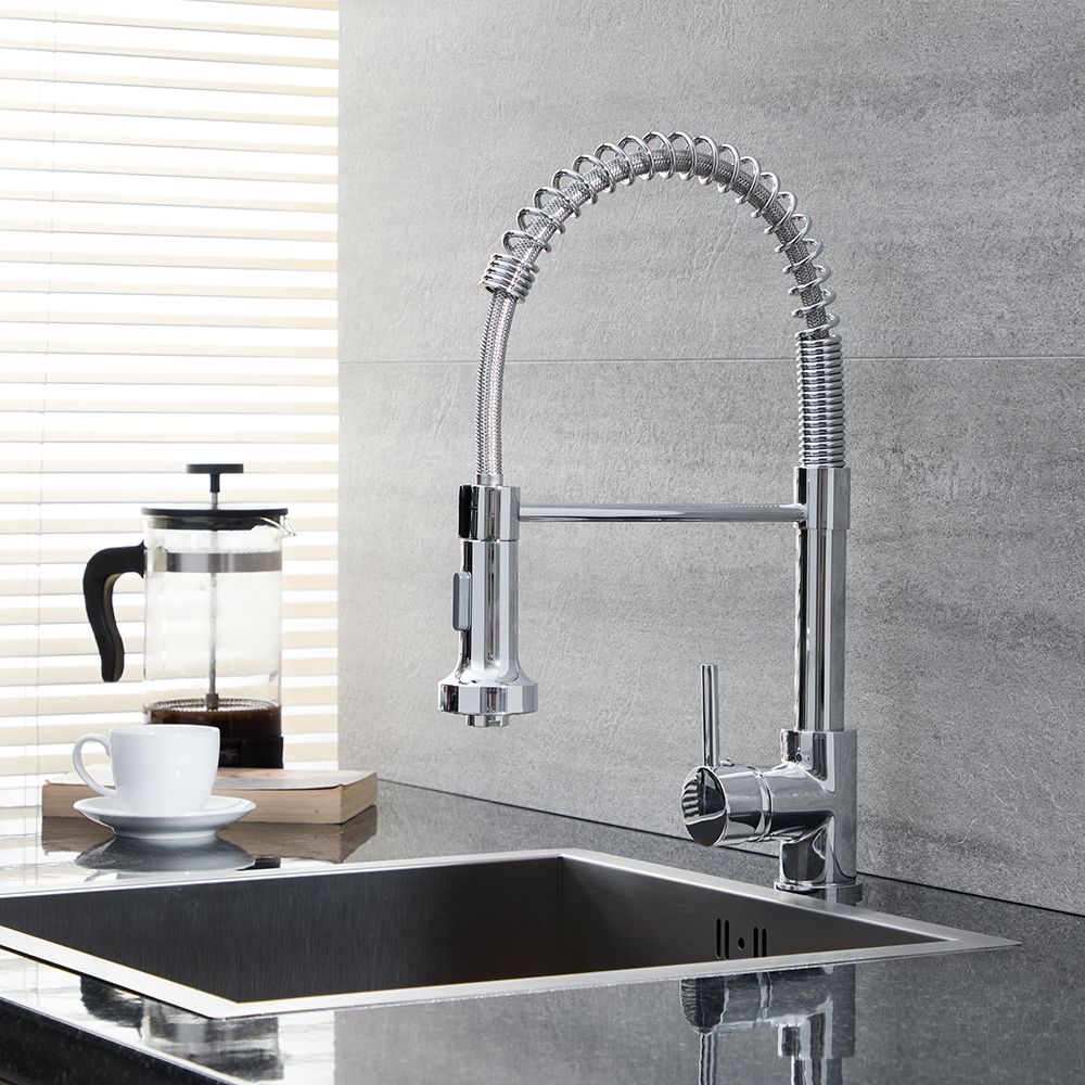 Milano Mirage - Modern Kitchen Mixer Tap with Pull Down Spray - Chrome