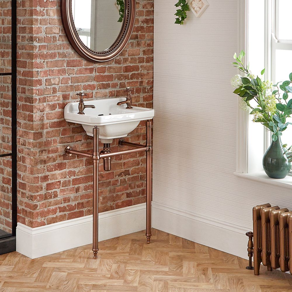Milano Richmond - 515mm Traditional Basin and Washstand - Copper (2 Tap-Holes)