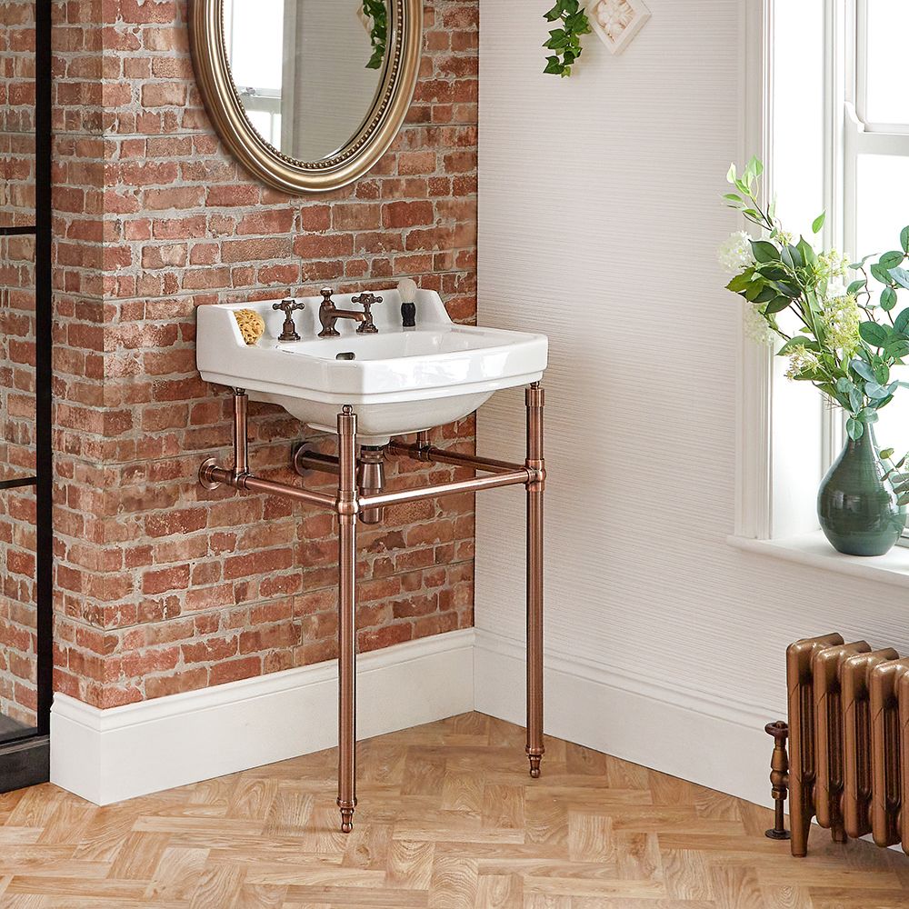 Milano Richmond - 560mm Traditional Basin and Washstand - Copper (3 Tap-Holes)