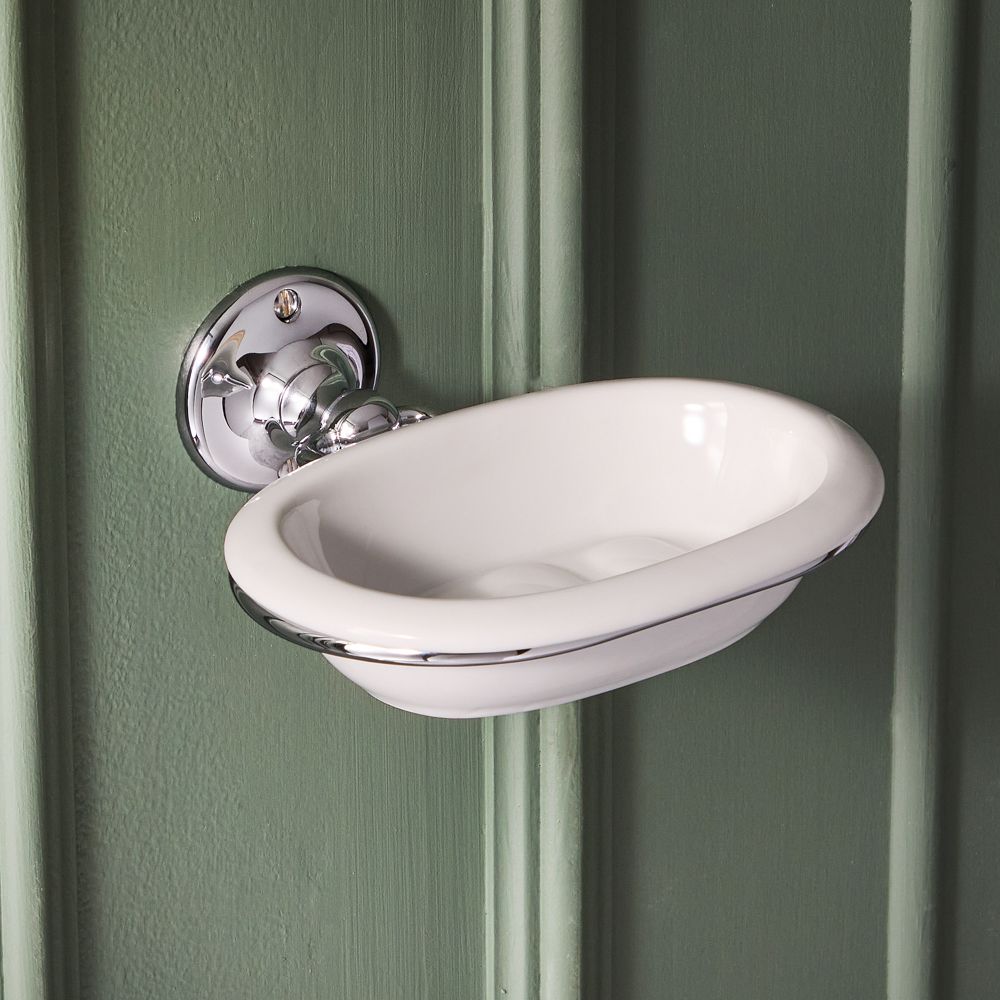 Milano Elizabeth - Traditional Ceramic Soap Dish - Chrome