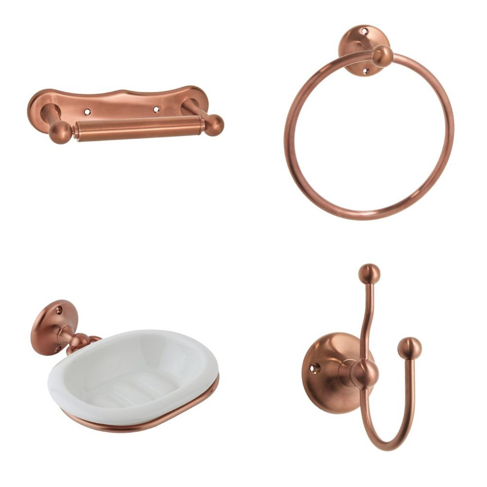 Milano Elizabeth - Traditional 4 Piece Brushed Copper Bathroom Accessory Pack