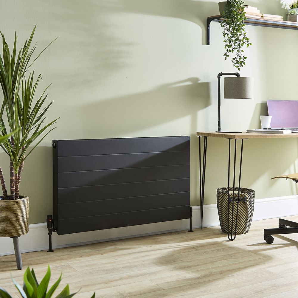 Milano Alora - Black Horizontal Flat Panel Type 22 Convector Radiator - 600mm Tall - Choice of Width