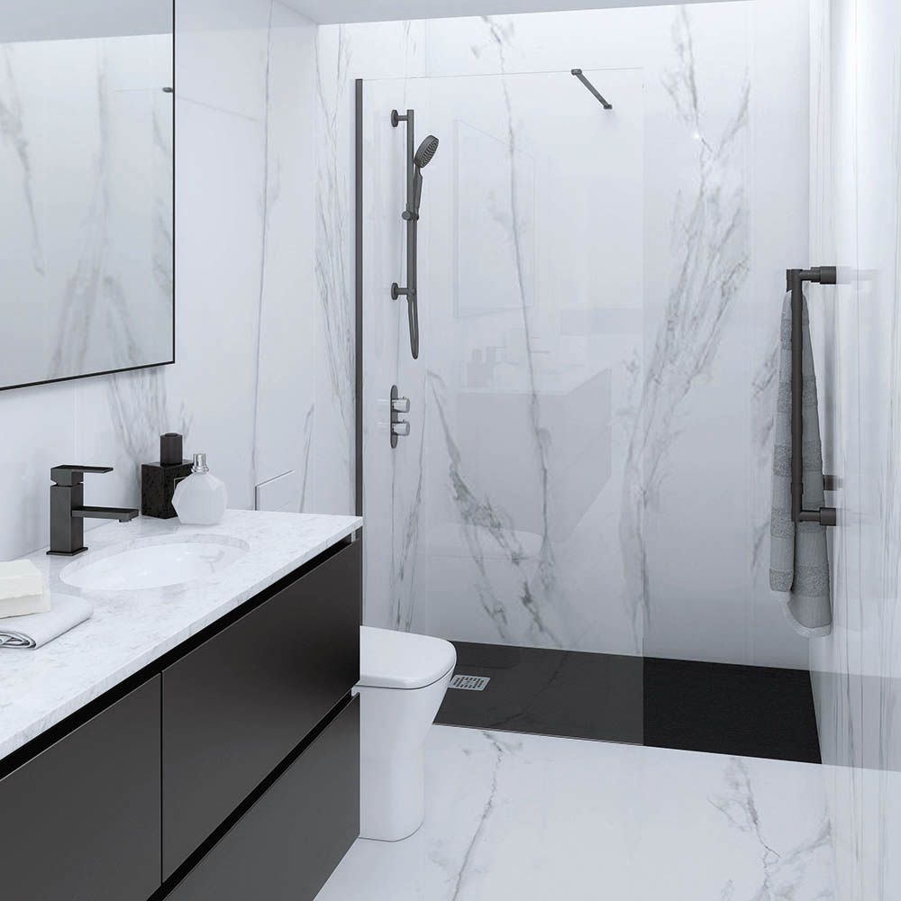 RAK Feeling - Walk-In Shower Enclosure with Matt Black Tray - Choice of Sizes