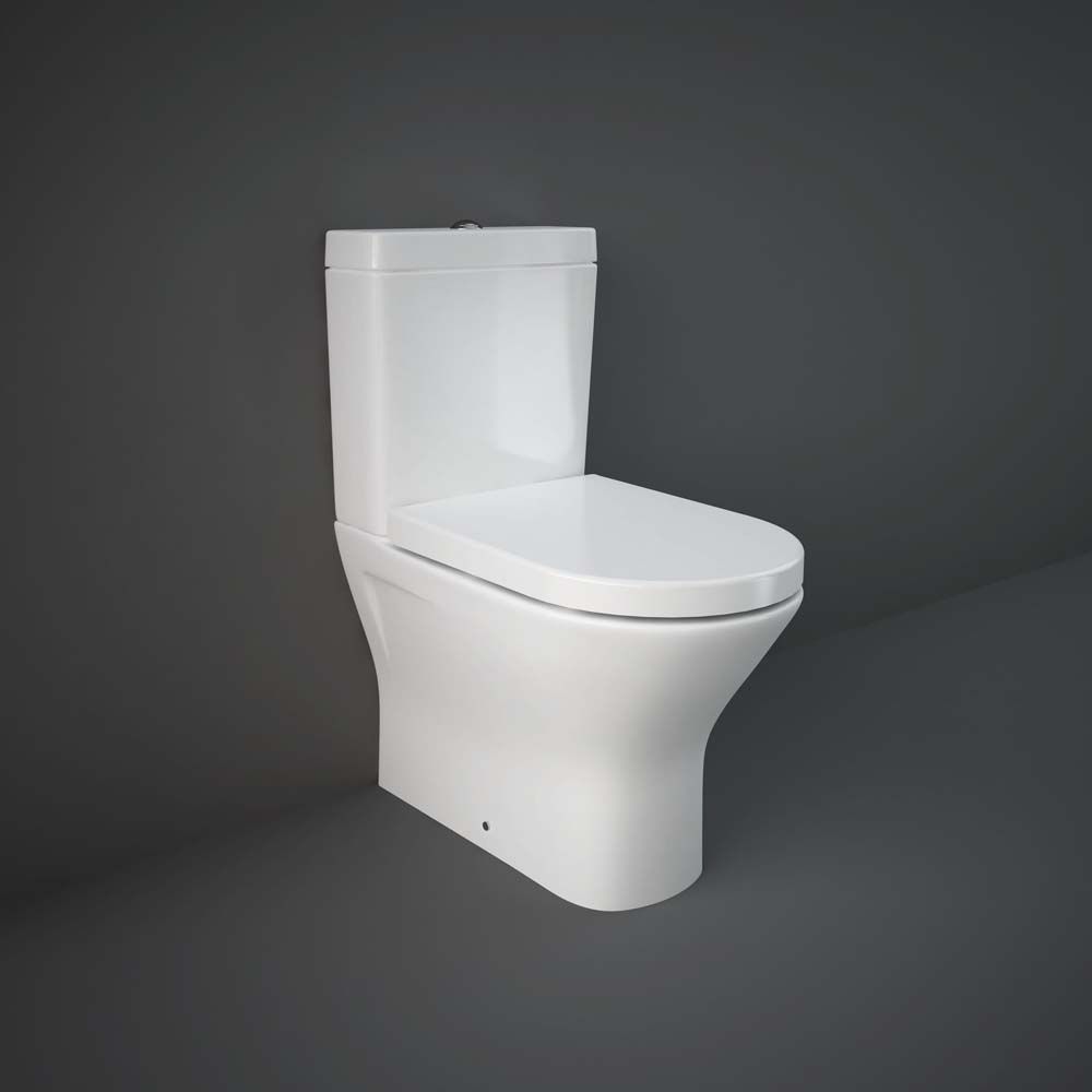 RAK Resort - Gloss White Mini Close Coupled Rimless Toilet with Wrap Over Soft Close Seat