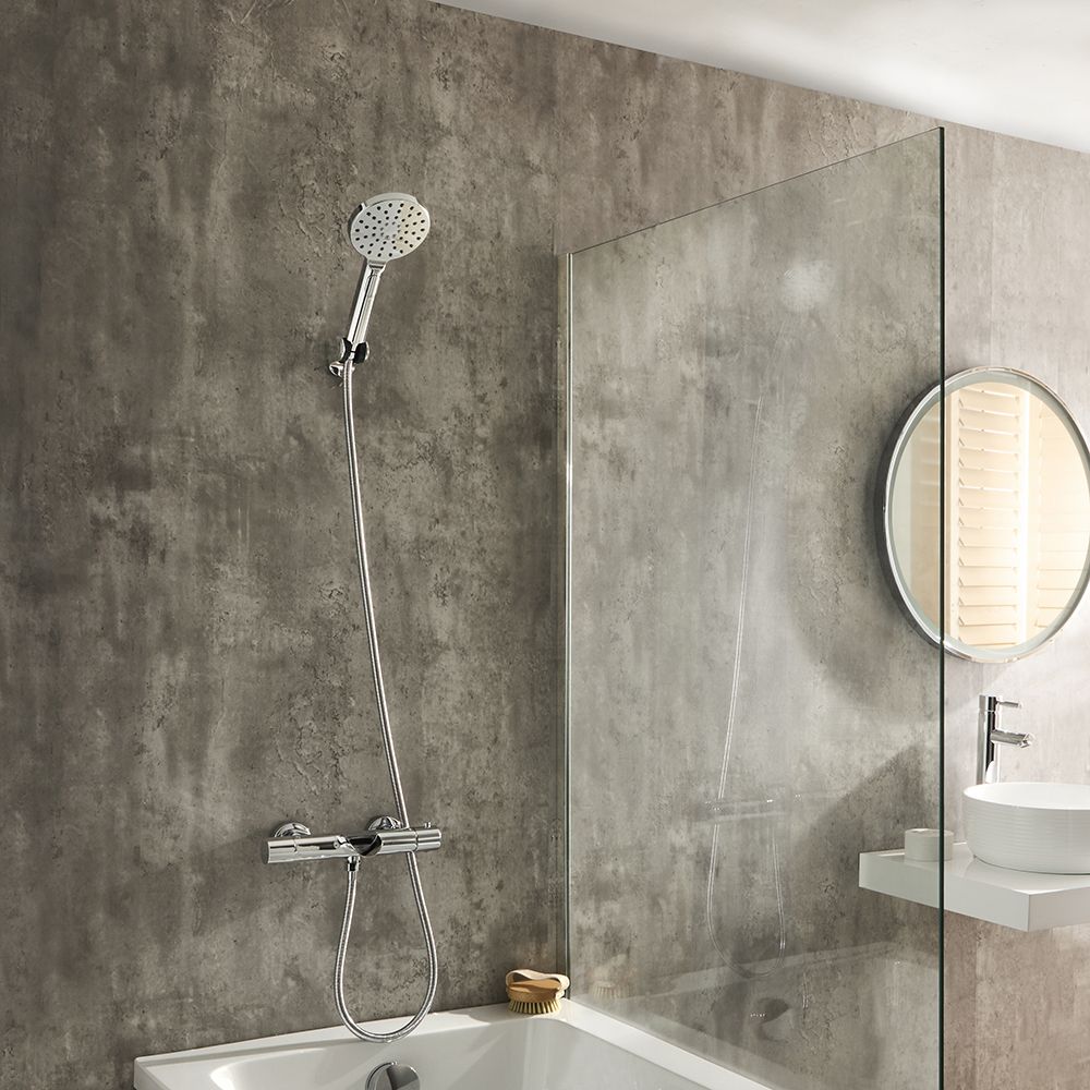Milano Arlo - Modern Round Thermostatic Bar Shower Valve with Bath Spout and Hand Shower - Choice of Finish