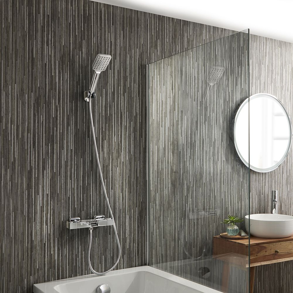 Milano Tolima - Modern Square Thermostatic Bar Shower Valve with Bath Spout and Hand Shower - Choice of Finish