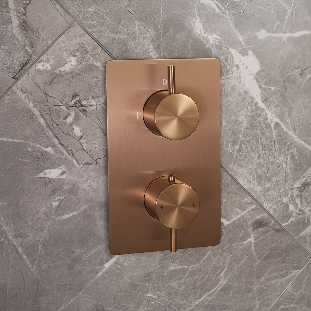 Milano Otto - Modern 2 Outlet Thermostatic Twin Diverter Shower Valve - Choice of Finish