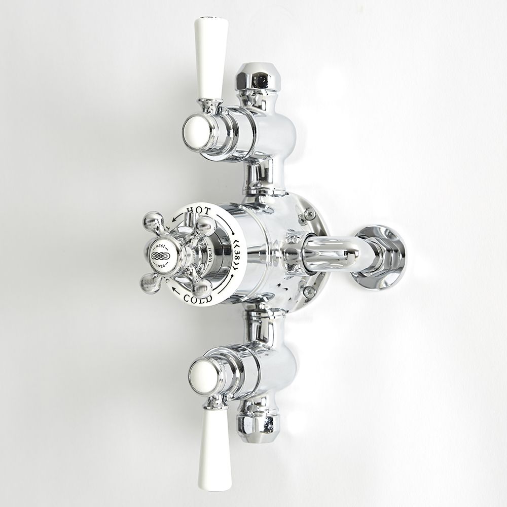 Milano Elizabeth - Traditional Triple Exposed Thermostatic Shower Valve - Chrome and White