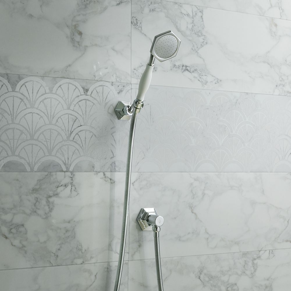 Milano Earlham - Art Deco Hand Shower with Wall Bracket and Outlet Elbow - Choice of Finish