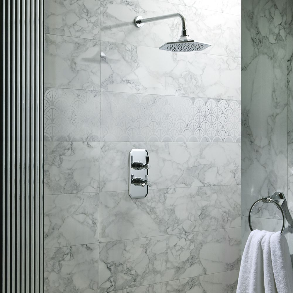 Milano Earlham - Art Deco Thermostatic Shower with Shower Head (1 Outlet) - Choice of Finish