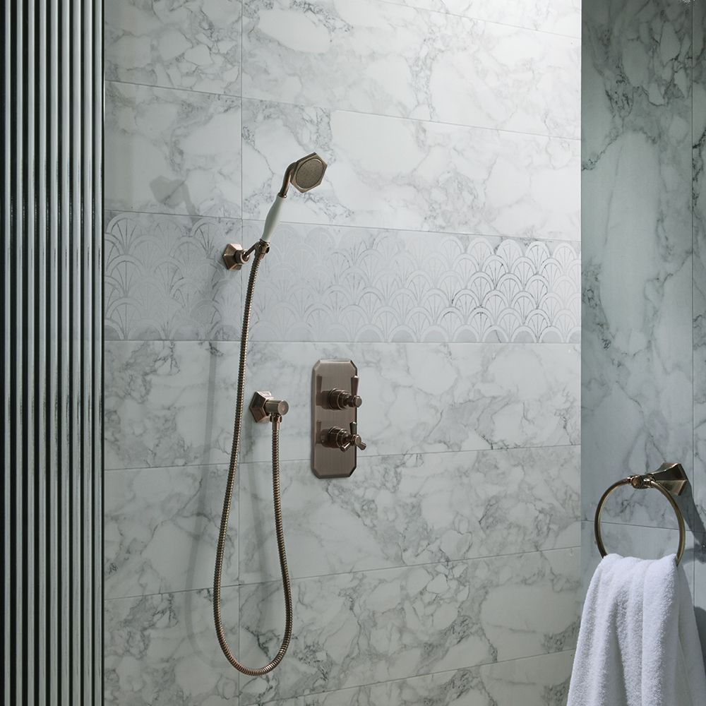 Milano Earlham - Art Deco Thermostatic Shower with Hand Shower (1 Outlet) - Choice of Finish